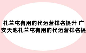 扎兰屯有用的代运营排名提升 广安天池扎兰屯有用的代运营排名提升